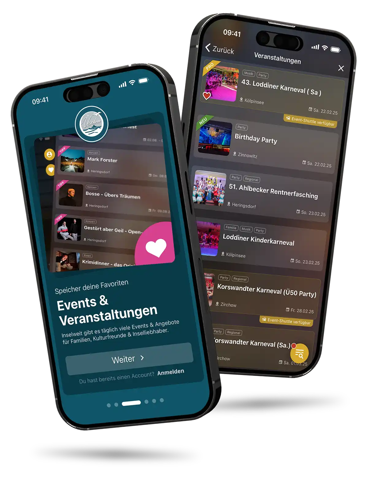 Usedom App Smartphone mit Events